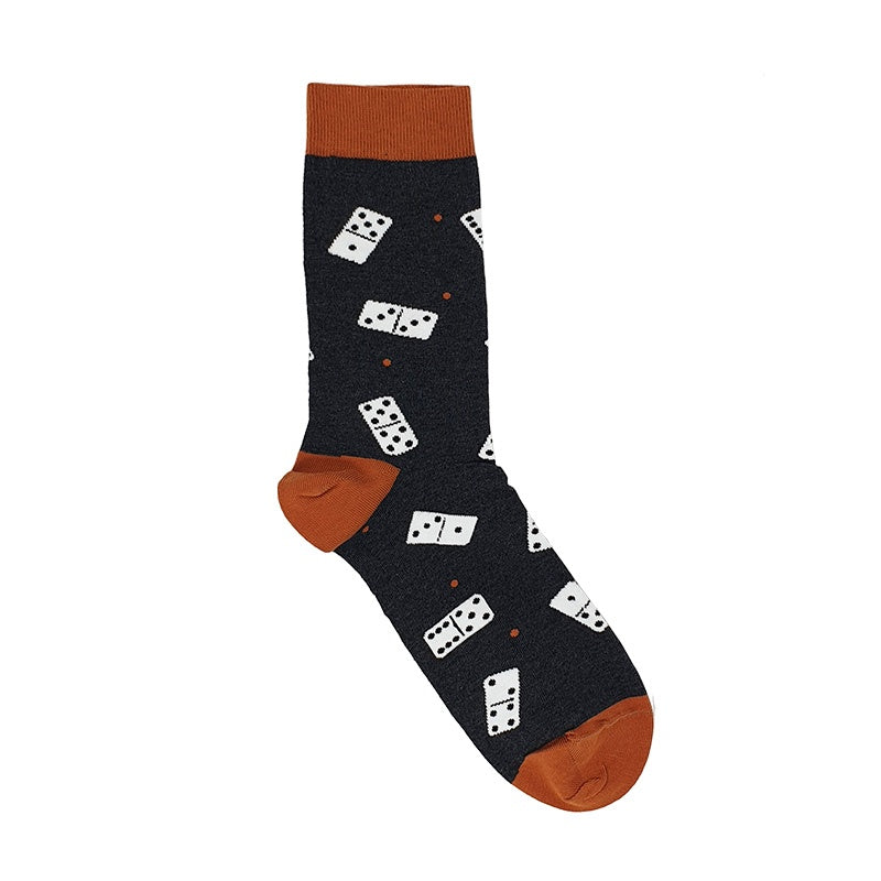 WearMoods Domino socks laid flat showing the all-over domino tile pattern